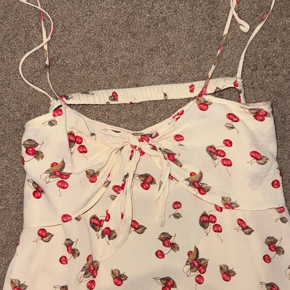 For Love And Lemons Cream Cherry Print Dress - Picture 2 of 4